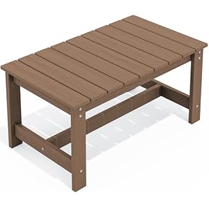 SERWALL Patio Coffee Table, HDPE Rectangle Outdoor Coffee Table, Brown SERWALL Patio Coffee Table HDPE Rectangle Outdoor Coffee Table Brown