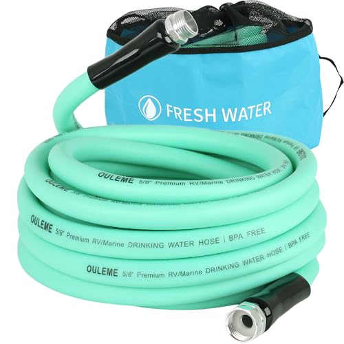 OULEME 25ft Premium RV Fresh Drinking Water Hose with Storage Bag, 5/8' For Travel Trailer Camper...