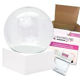 Juego de manualidades DIY Bola de nieve | Do it Yourself con bola de cristal y base de poliresina blanca cuadrada con 1 x nieve | 120 mm de diámetro – bola de agitación individual | Bola de purpurina