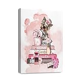 Jump Funeel Fashion Women Wall Art Collection Book Dog Pink Wall Art Print Pink Flowers Painting Can