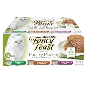Fancy Feast Wet Cat Food, Poultry Pleaser Variety Pack 3 Flavours – 85 g Can (12 Pack)
