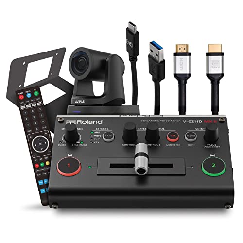 Roland PTZ Single Camera Bundle with V-02HD MK II Streaming Video Mixer and AViPAS AV-2020 20x PTZ Camera, Gray
