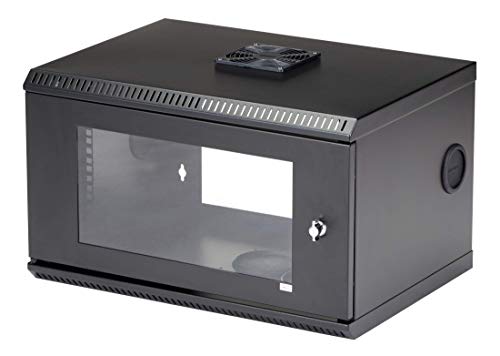 StarTech.com 6U Wall Mount Network Cabinet w/ Lockable Door and Fan for 19in Server Room, AV & Data Equipment - 14.7in Deep - 100 lb capacity (RK619WALL), Black