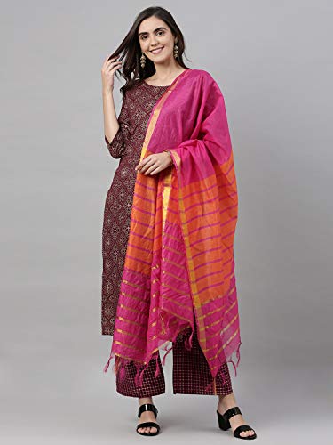 Image of GoSriKi Women's Cotton Kurta Set With Dupatta