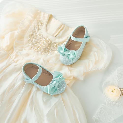 Flaryzone Girls Mary Jane Dress Shoes Flower Flats Light Blue Toddler 7M by Flaryzone - Used condition - Image 4