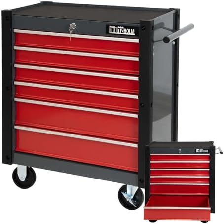 Bild 13 - TRUTZHOLM Werkstattwagen mit 6 kugelgelagerten Schubladen – abschließbar, mit Anti-Slip-Einlagen, Eckschutzleisten, 4 Rollen (2 Lenkrollen mit Bremse), Traglast 105 kg, Stahl, Schwarz-Grün