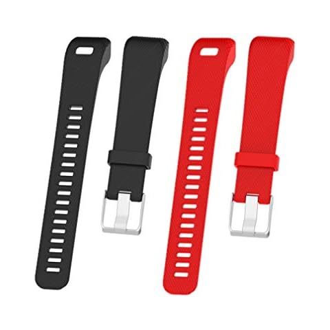 HUABAO Watch Strap Compatible with Garmin vivosmart HR+/ Approach X10/X40,Adjustable Silicone Sports Strap Replacement Band for Garmin vivosmart HR+/Approach X10/X40 Smart Watch (Black&Red) Cover