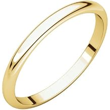 10K 14K or 18K Rose White or Yellow Gold 925 Sterling Silver or Platinum 2mm Half Round Concave Comfort Fit Classic Wedding Band