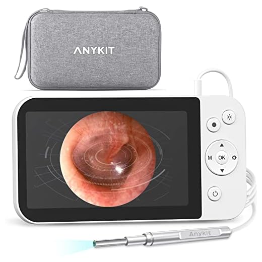 Anykit Digital Otoscope with 5 Inch IPS Screen, Visual Ear Cleaner with 3.9mm Ear Wax Removal Camera, 6 LED Lights, 32GB Card, Earwax Removal Tool, Storage Case