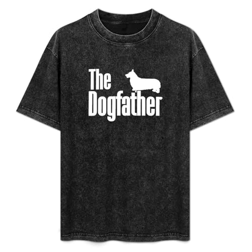 ERDANGJIA The Dogfather Welsh Corgi Pembroke Unisex T-Shirt Black Mens Top Tee 3XL