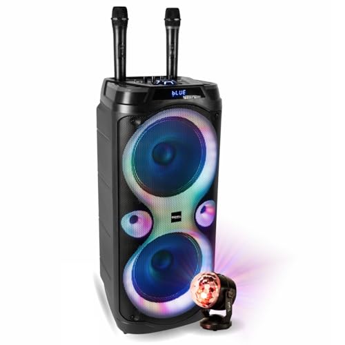 Pack karaoké Ibiza Sound 1000W avec enceinte bluetooth portable et micros
