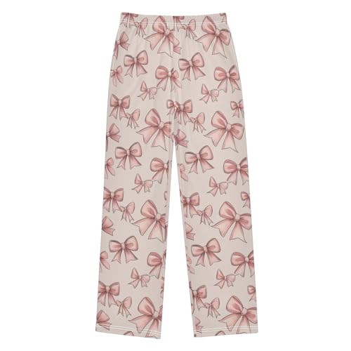Bow Pink A Pajama Pants Long Sleep Pant Soft PJ Bottoms Sleepwear