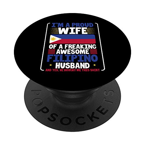 Wedding Gift Proud Wife Freaking Awesome Filipino Husband PopSockets Agarre y Soporte para Teléfonos y Tabletas