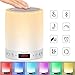 Produktbild Nachttischlampe mit Bluetooth Lautsprecher, LED Nachtlampe Stimmungslicht mit Dimmer und Touch Sensor, FM Radio Digital Wecker Digitaluhr mit7 Farbwechsel, Haken Design für Camping Geschenke