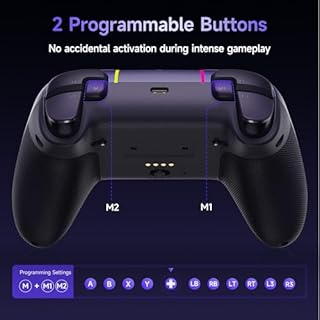 EasySMX Manette PC Sans Fil avec Boutons Silencieux/RGB/Déclencheurs Hall à Deux Niveaux/Joystick Sans Dérive, X05PRO Contrôleur de Jeu pour PC/Switch/Android/iOS/Android TV Box, 1000 mAh, Violet