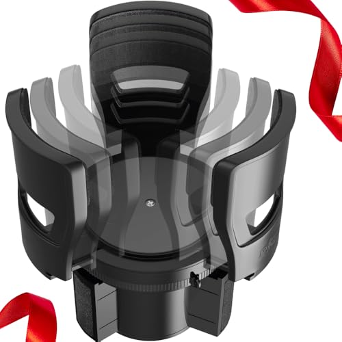 GORILLA GRIP Car Cup Holder Expander, Keeps Large Drink Cups Secure, Expander Fits Yeti, HydroFlask, Stanley 18 to 48oz, Stocking Stuffer, Gifts for Men, Women, Adjustable Arms and Base, Black