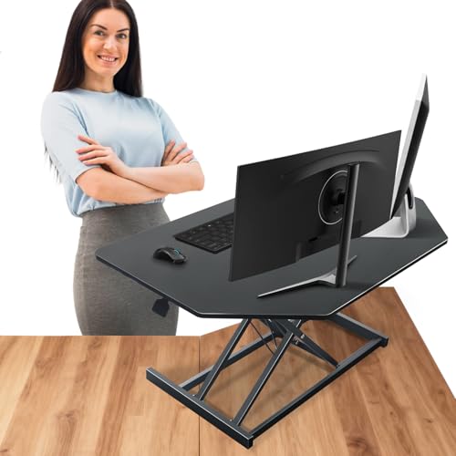 JD Concept 32" Black Corner Sit-Stand Desk Converter