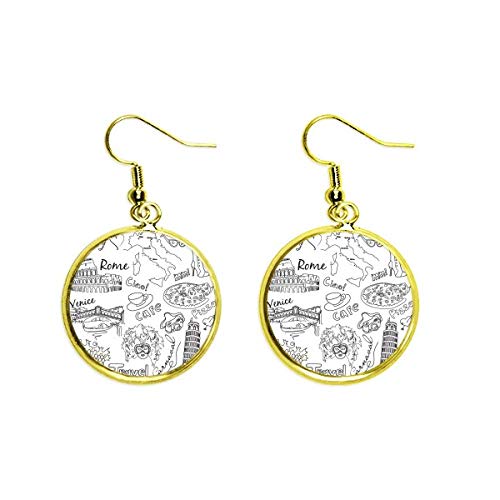Pendientes de boceto de Italia dorados drop earring de mujer