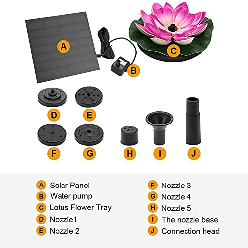 Solar Outdoor Lotus Fountain, voor vijver tuinfontein, buitenlandschap Drijvende fontein 6.3"x6.3" x3.5" Accessoires voor fonteinfonteinen in de tuin (Color : Red) - Image 5