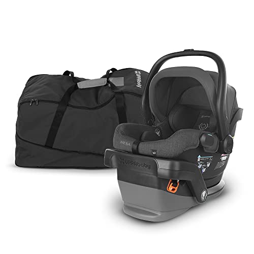 Mesa V2 Infant Car Seat – Greyson – Charcoal Melange | Merino Wool + Travel Bag for Mesa (All Models)