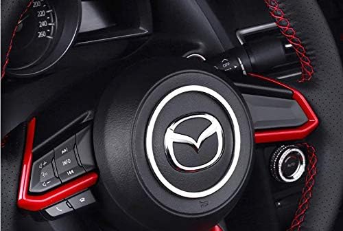 Duoles 2 PCS Red ABS Car Styling Auto Accessories Interior Decoration Steering Wheel Buttons Sequins Cover Trim for Mazda 3 6 CX-4 CX-5 CX-9 MX-5