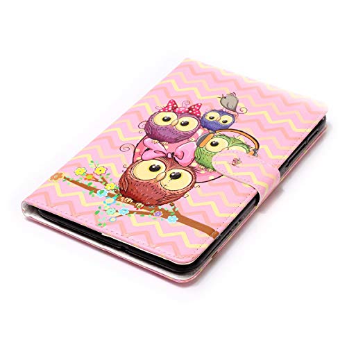 Uucovers For Samsung Galaxy Tab E 8.0 Inch 2016 Tablet Case Sm-T377/ T375/ T378, Slim Smart Pu Leather Folio Stand Tpu Back Shockproof Wallet Cover With Auto Wake/Sleep Card Slots Pockets, Pink Owls #TOP6