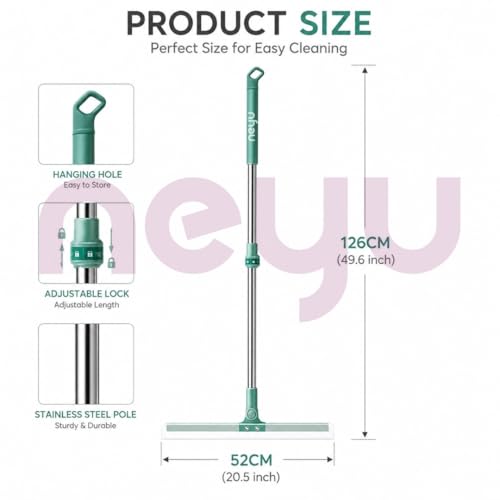 Image of NEYU Magic Broom Wiper for Bathroom & Floor Cleaning, Silicone Sweeper with Built-in Drying Squeegee & Dust Remover