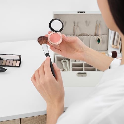 Relaxdays Schmuckkasten, Schmuckaufbewahrung mit Ringhalter, HxBxT: 9,5 x 23 x 17,5 cm, herausnehmbarer Einsatz, weiß