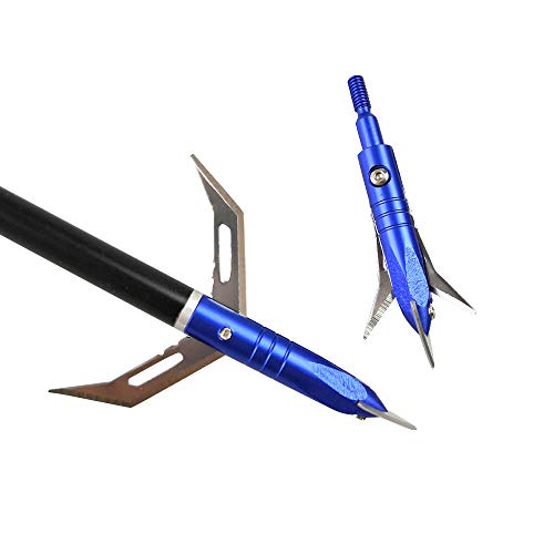 MILAEM Archery Broadheads 100 Grain Hunting Arrowheads with Case Screw-In Arrow Tips for Compound Bow and Crossbow (Blue)