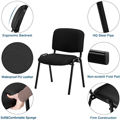 Image of VINGLI 5-Set Waiting Room Chairs, Stackable Chair for Office, PU-Black