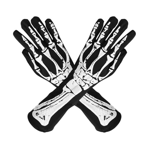 Guantes con esqueleto de mano largos mitones de dedo para carnaval y rol de mascarada 5