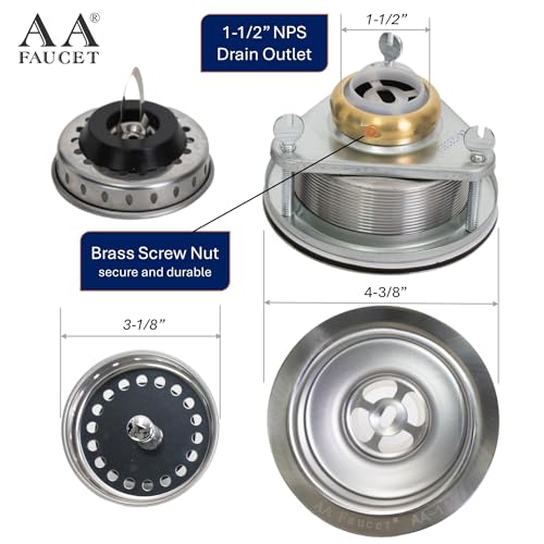 Colador para desagüe de fregadero 3-1/2" acero inoxidable miniatura 5