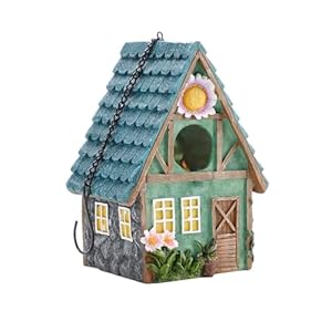 Kuuleyn Garden Bird House, Colorful Hanging Wooden Bird Nest,House Statue Garden Decoration For Outside Indoors Garden Backyard Decor, Gift For Bird Lovers