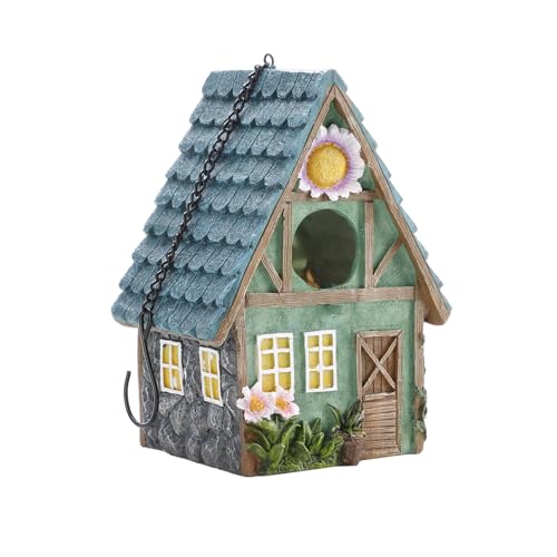 Kuuleyn Garden Bird House, Colorful Hanging Wooden Bird Nest,House Statue Garden Decoration For Outside Indoors Garden Backyard Decor, Gift For Bird Lovers