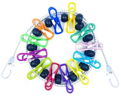 AOBYMIN Travel Clothesline Camping Accessories, Retractable Clothesline Indoor, Portable Clothes Line with 12 Clothespins, RV Cruise Camper Accessories for Travel Trailers (White)