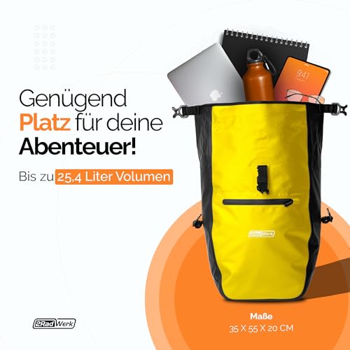 2Radwerk Fahrradtasche für Gepäckträger, 25,4 l, 100 Prozent Wasserdicht, mit Tragegriff und Schultergurt, fahrradtasche gepäckträger, gepäckträgertasche, Fahrrad Taschen hinten, 56,5 x 30 x 15 cm