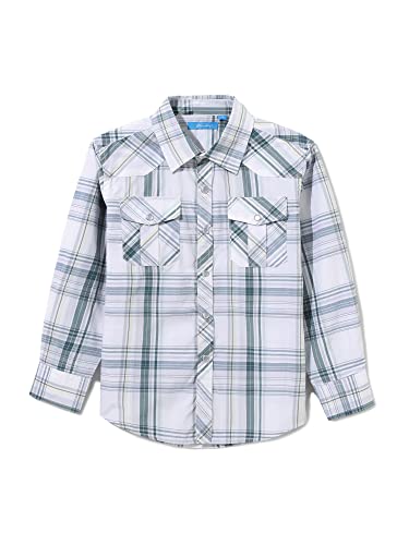 Boy's Toddler Kids Casual Long Sleeve Western Pearl Snap Button Up Plaid Shirt 4-16 Years