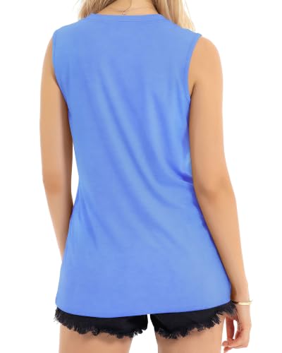 Image of Womens Tank Tops Summer Casual Sleeveless Top Loose Fit Basic Tunic Shirts