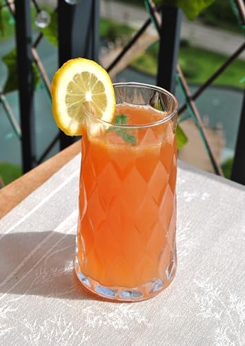 6'lı Uzun Kafes Model Cam Bardak Meşrubat Kokteyl Soğuk Kahve Bardağı 520 ml - Görsel 1