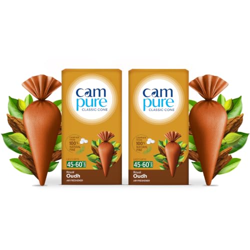 Image of CamPure Camphor Cone (Oudh) Pack Of 2-100% Organic | Air Freshener For Car, Wardrobe, Office Cabin's, Drawers, Travel Bag & Bathroom