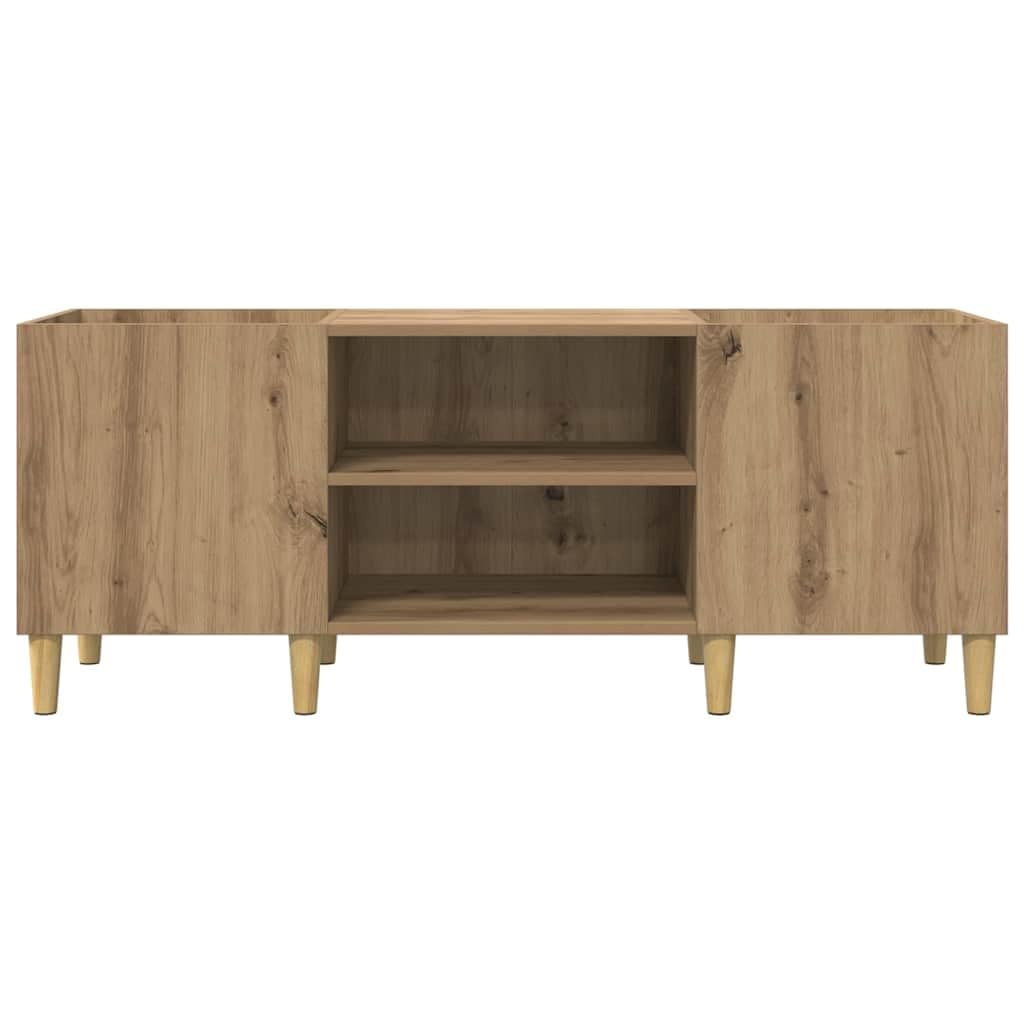 Armadietto per dischi in rovere Artisan, 121 x 38 x 48 cm, con 2 ripiani e ante a cerniera, per soggiorno e collezione di musica, sicuro