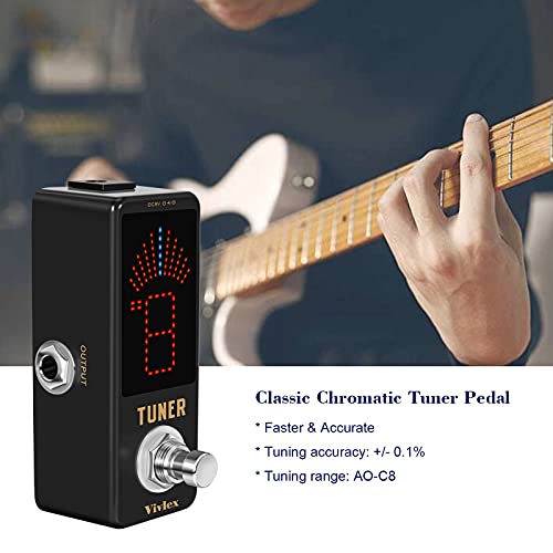 Vivlex Chromatic Tuner Pedal Hd Led Display Mini Tuning Pedal For Guitar And Bass High Precision Full Metal Shell With True Bypass #TOP1