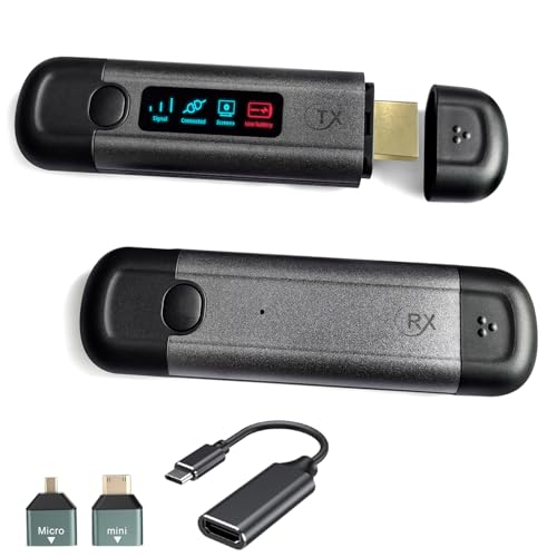 Trasmettitore e ricevitore HDMI wireless per video e audio, a lunga distanza, collegamento stabile HD, trasmettitore wireless e ricevitore con display a LED per lo streaming multimediale di computer