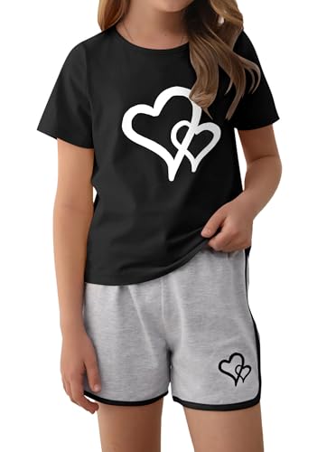 Image of Girl's 2 Piece Outfits Cute Summer T-Shirt and Graphic Shorts Clothing Sets