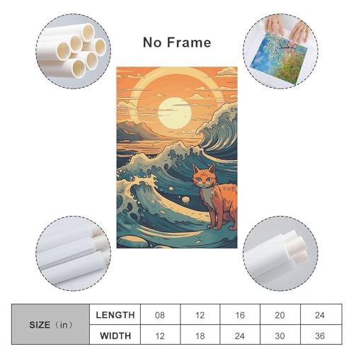 Toile imprimée chat de style anime déco murale grand format