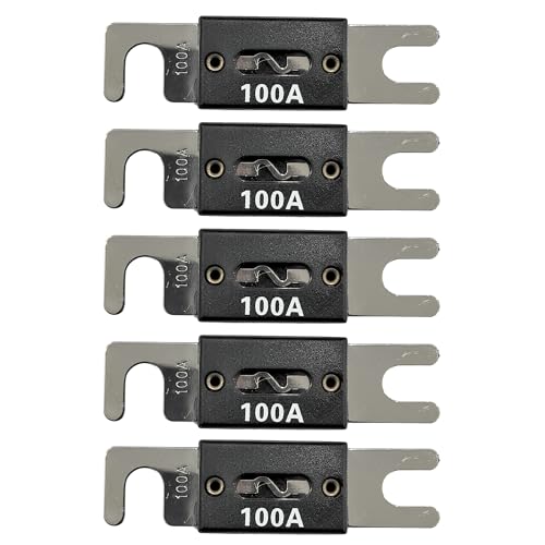 Image of KMH 100A ANL Fuse Kit Nickel Blade Plated Fork Fuses | Car Audio & Video Circuit Breaker Protection | Electronic System Fuse Holder for Safe Power Distribution, Pack of 5