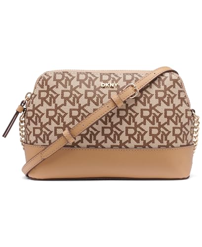DKNY Women's Bryant Park Top Zip Dome Crossbody Crossobody Bag, Chino/Cappuccino