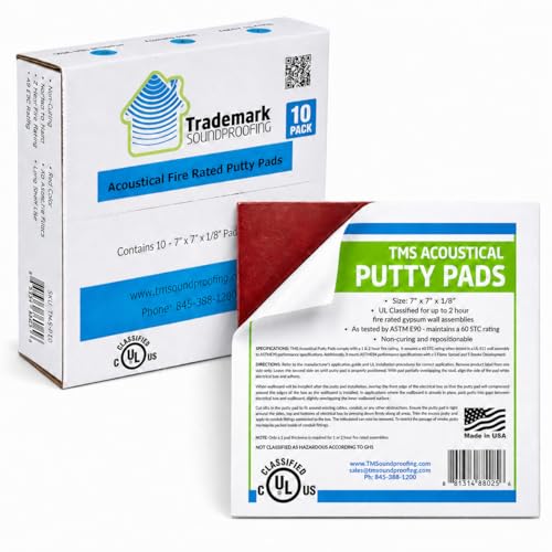 Trademark Soundproofing Acoustical Putty Pads - UL Rated Fire Stop, Electrical Putty Pads for Electrical Boxes, Wall Openings Outlet - UL and STC Rating - Box of 10 - Made in USA