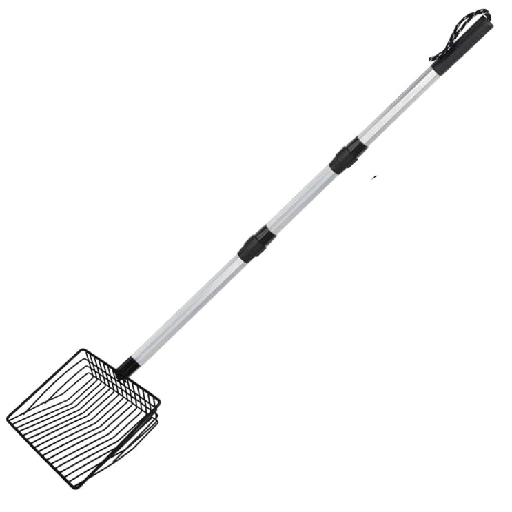 Goat Pooper Scooper, 4-in-1 Goat Stall Sifter Shovel, Supplies & Accessories for Goat, Chicken Coop Scooper for Sand, Sheep/Duck/Horse/Cow, Pooper Scooper Rake for Livestock (22 to 62 Inch, Black)