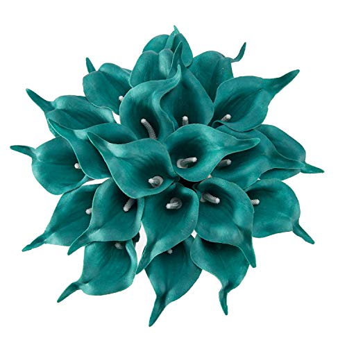 Crafjie Peacock Blue Calla Lily Flowers